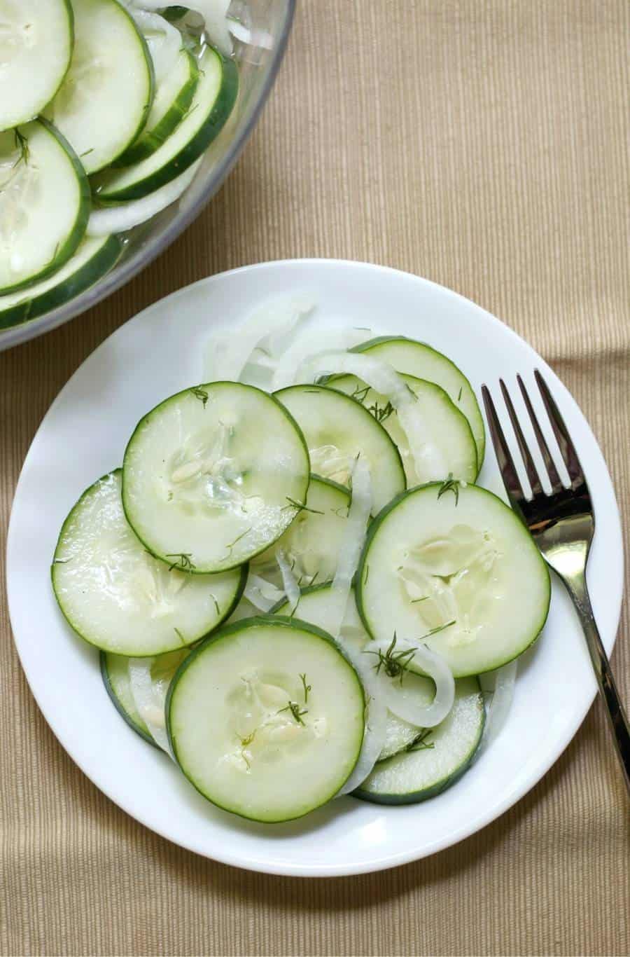 Easy Old-Fashioned Cucumber Salad “Gurkensalat” (Gluten-Free, Vegan, Paleo)