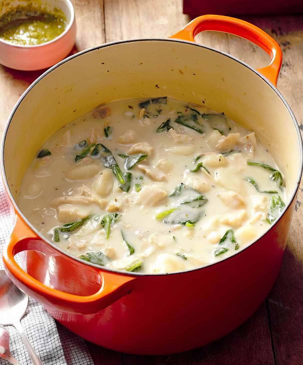 Rich and Creamy Chicken Gnocchi and Pesto Soup Recipe