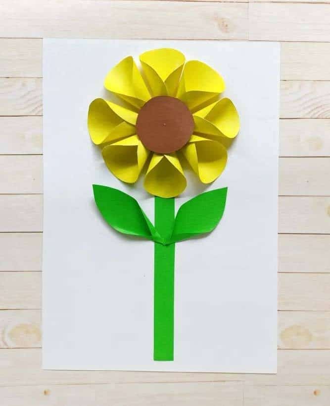 Folded Paper Sunflower Craft For Kids