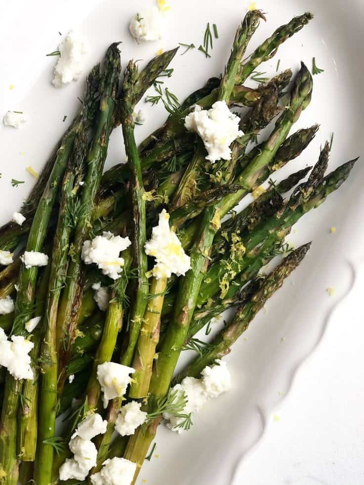 Roasted Greek Asparagus with Dill and Feta