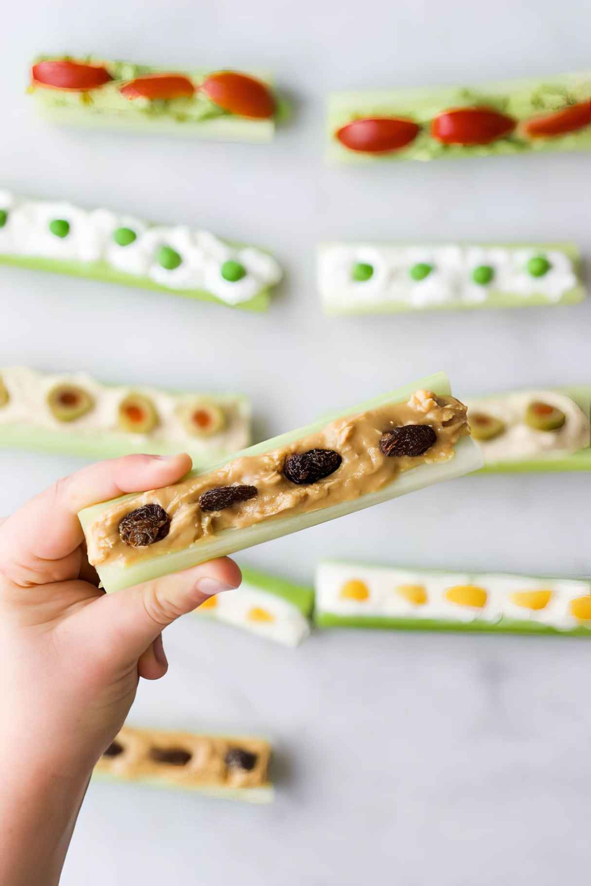 Ants On A Log with Raisins, Blueberries, or Nuts