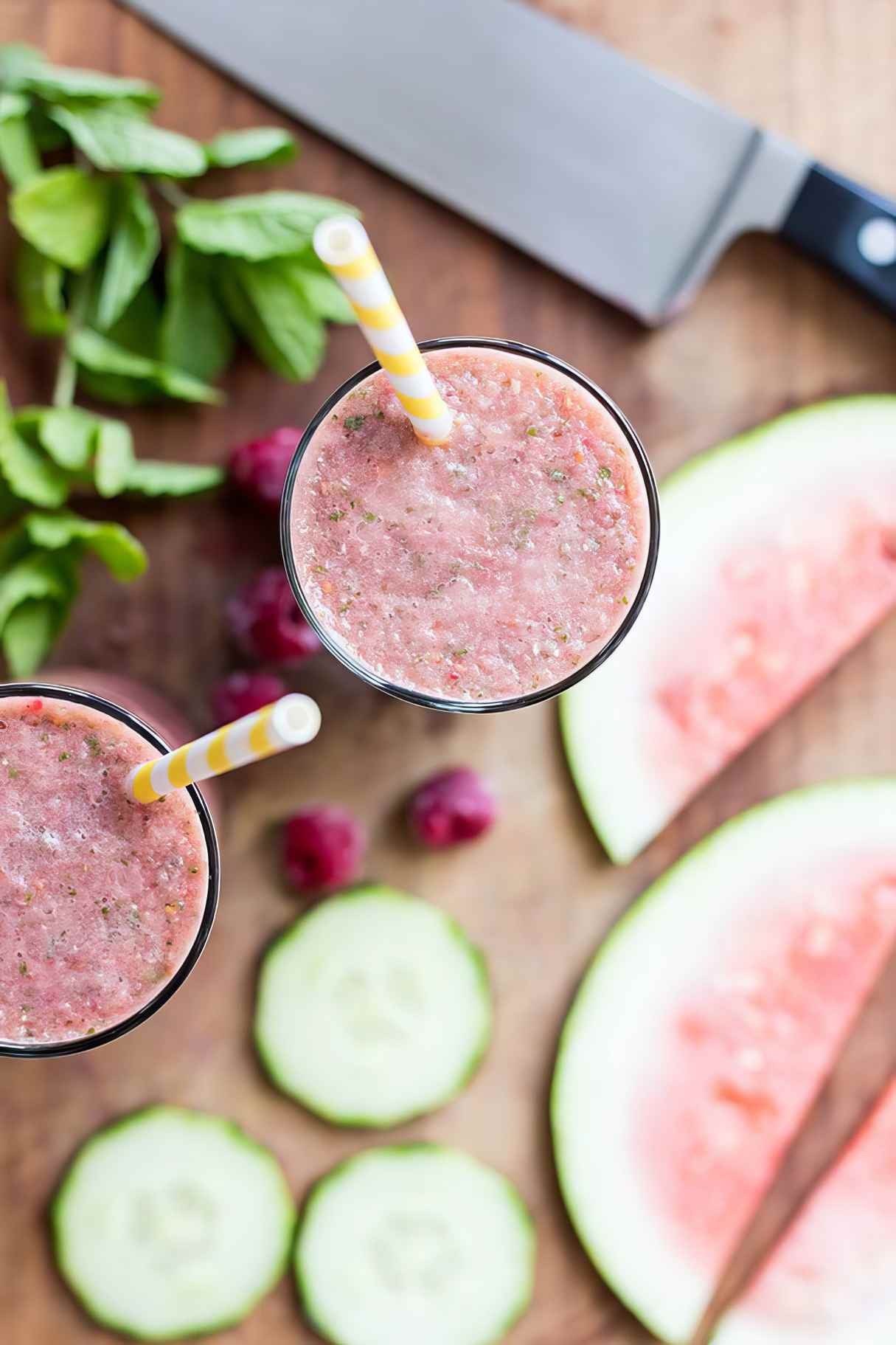 Hydrating Watermelon Smoothie With Raspberry And Cucumber for a Hot Summer Day