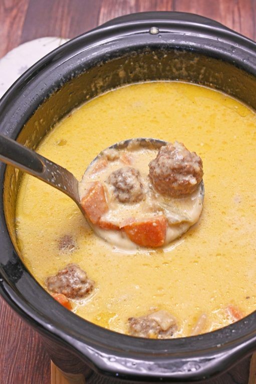 Slow Cooker Cheesy Meatball Soup