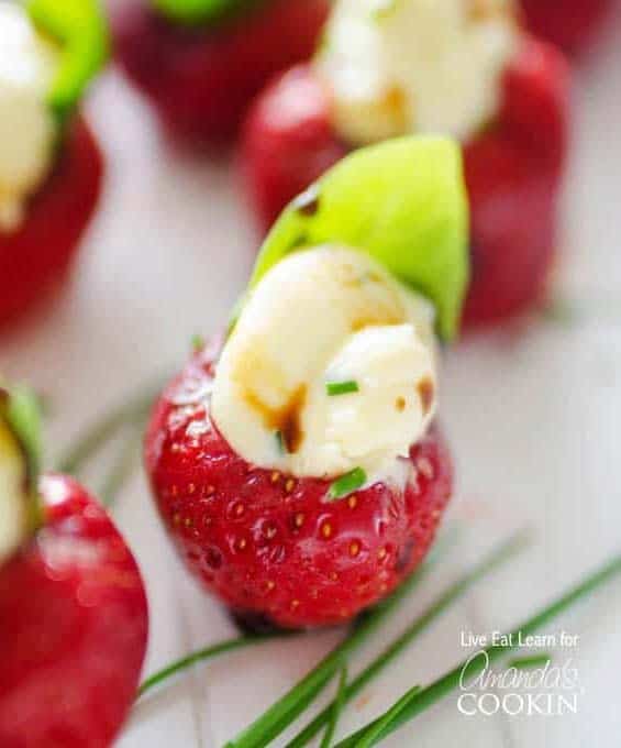 Whipped Brie Stuffed Strawberries