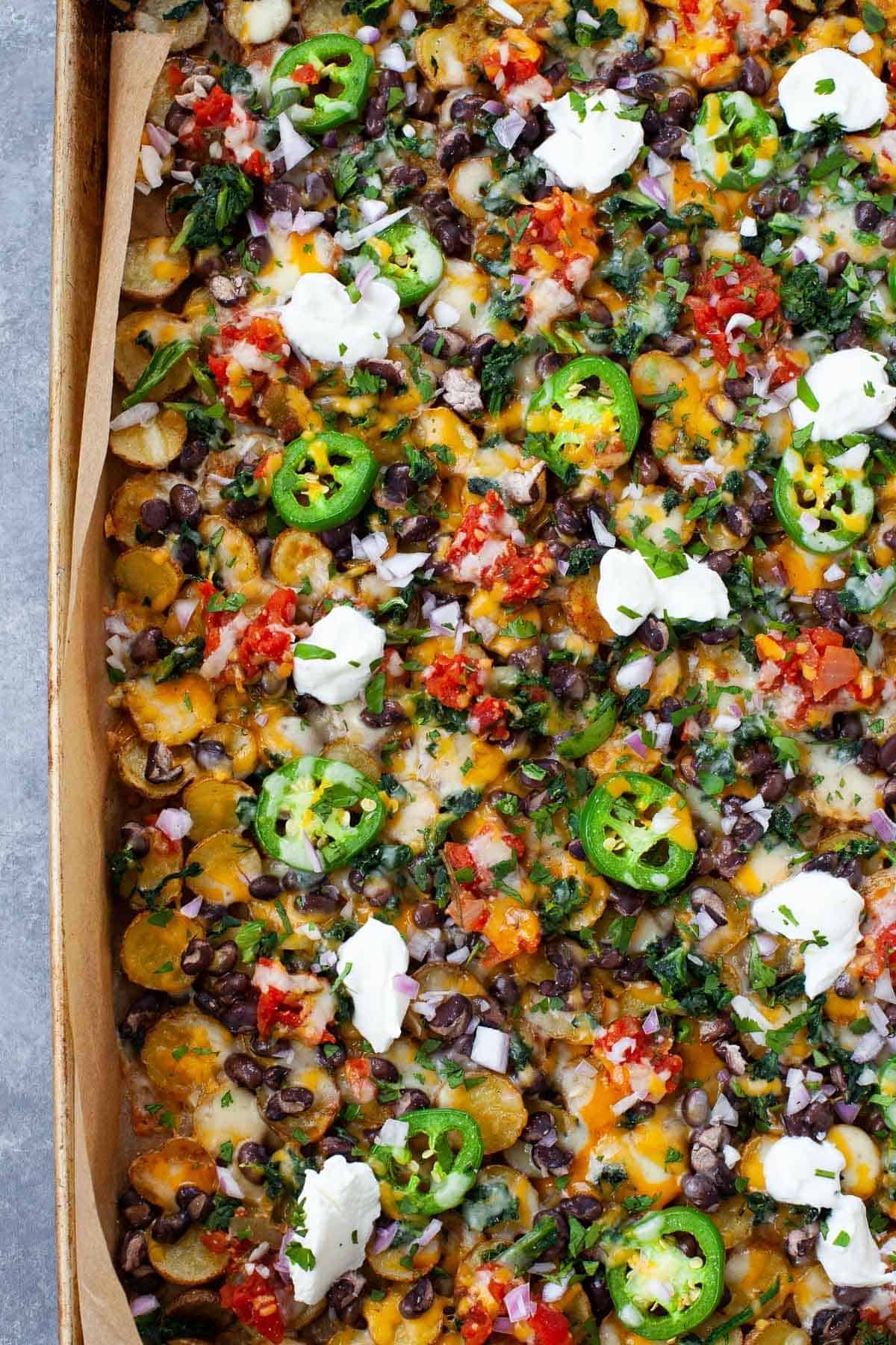 Roasted Potato Nachos (Sheet Pan)