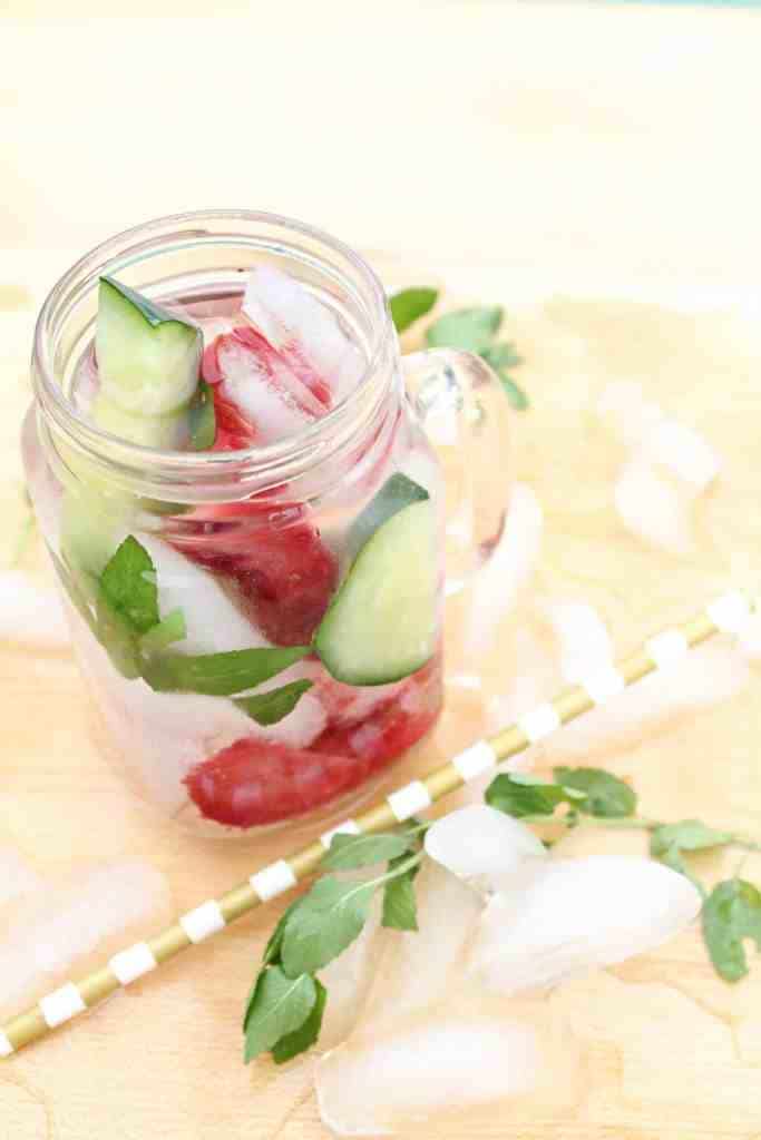 Cucumber Mint Water with Strawberries