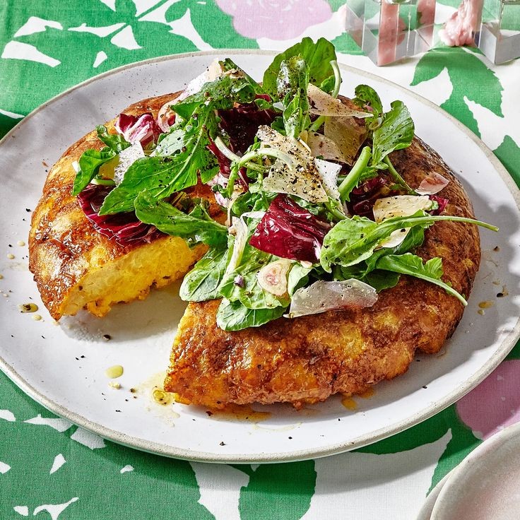 Tater Tot Egg Bake With Bitter Greens Salad And Crispy Hash Brown Vibes