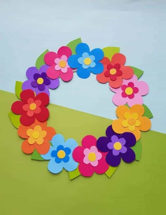 Colourful Paper Flower Wreath Craft