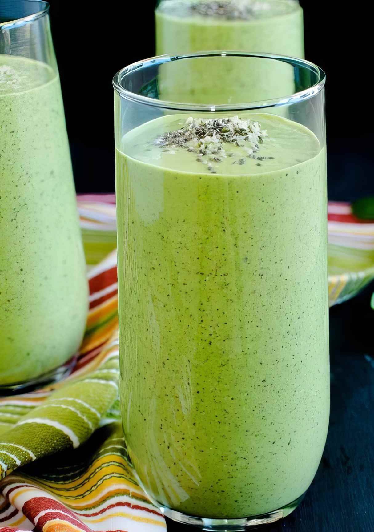 Chia Hemp Green Smoothie with Spinach and Kale