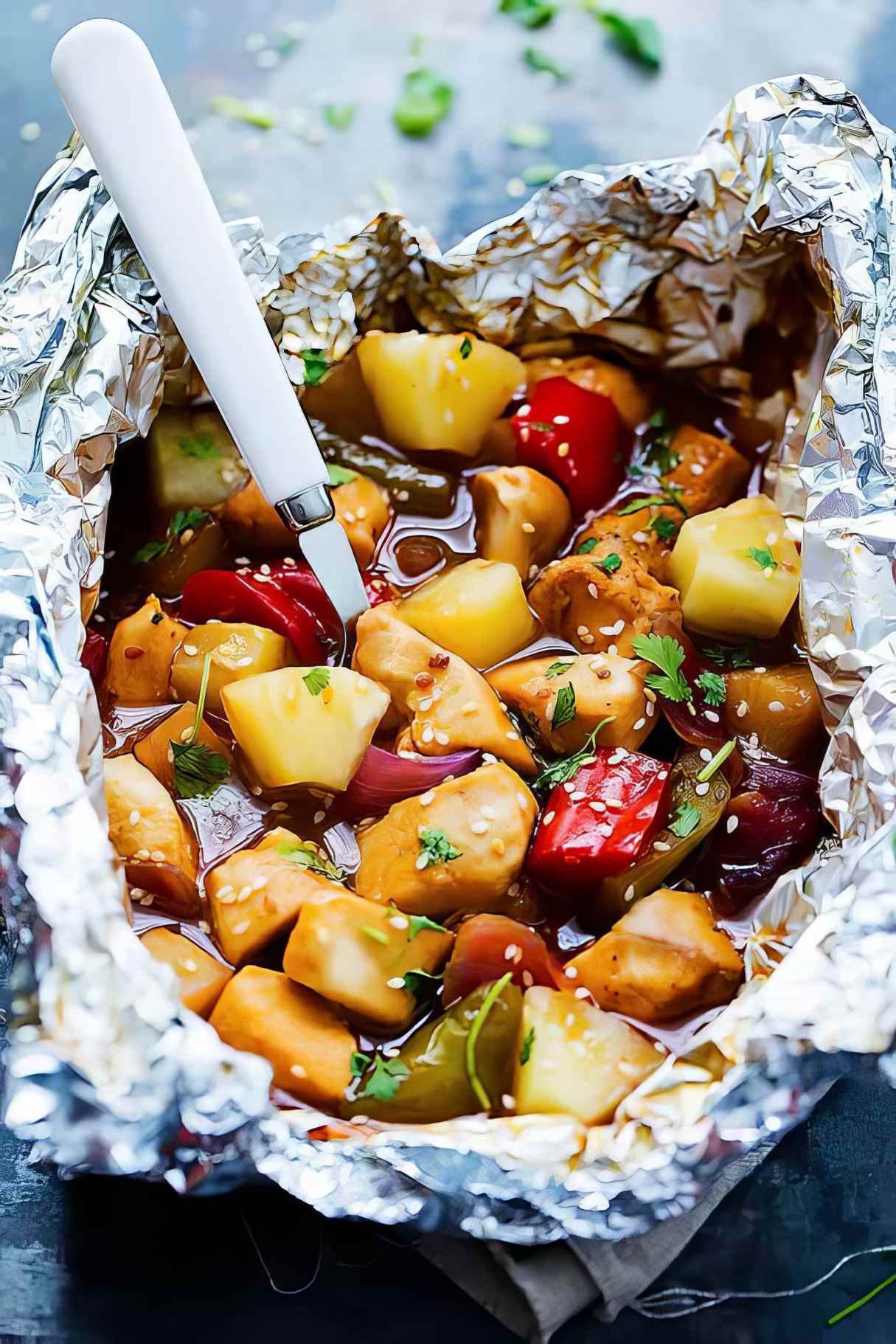 Grilled Pineapple Chicken Foil Packets in a Sweet and Savory Teriyaki Sauce