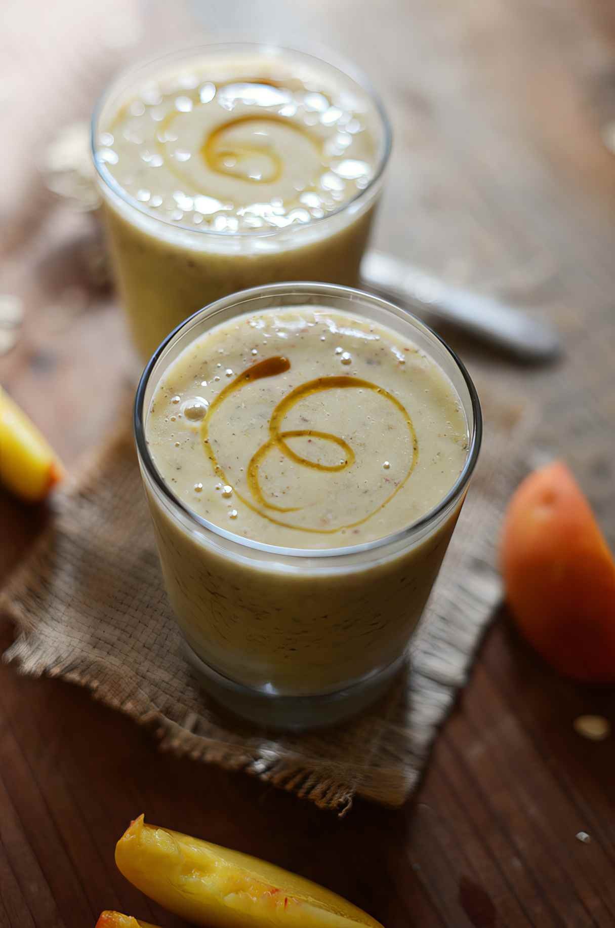 Peach Oat Healthy Vegan Smoothie