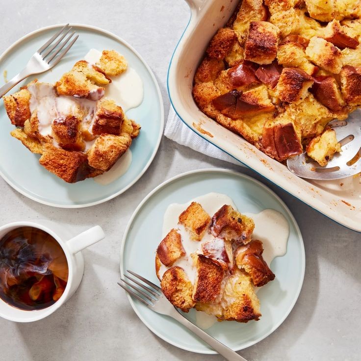 Simple Easter Bread Pudding With Melted Ice Cream Sauce