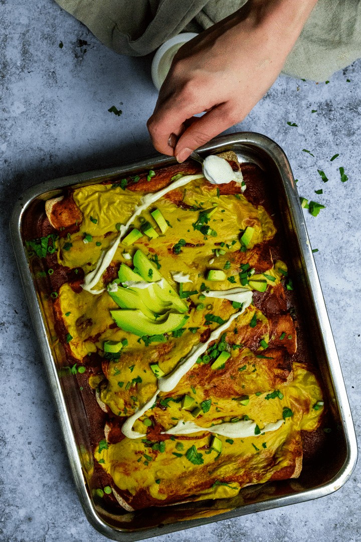 Flavorful Vegan Black Bean & Kale Enchiladas (wfpb)