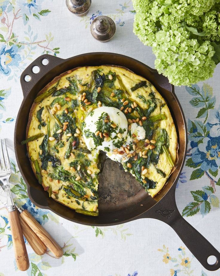 Asparagus Frittata with Burrata and Herb Pesto Recipe