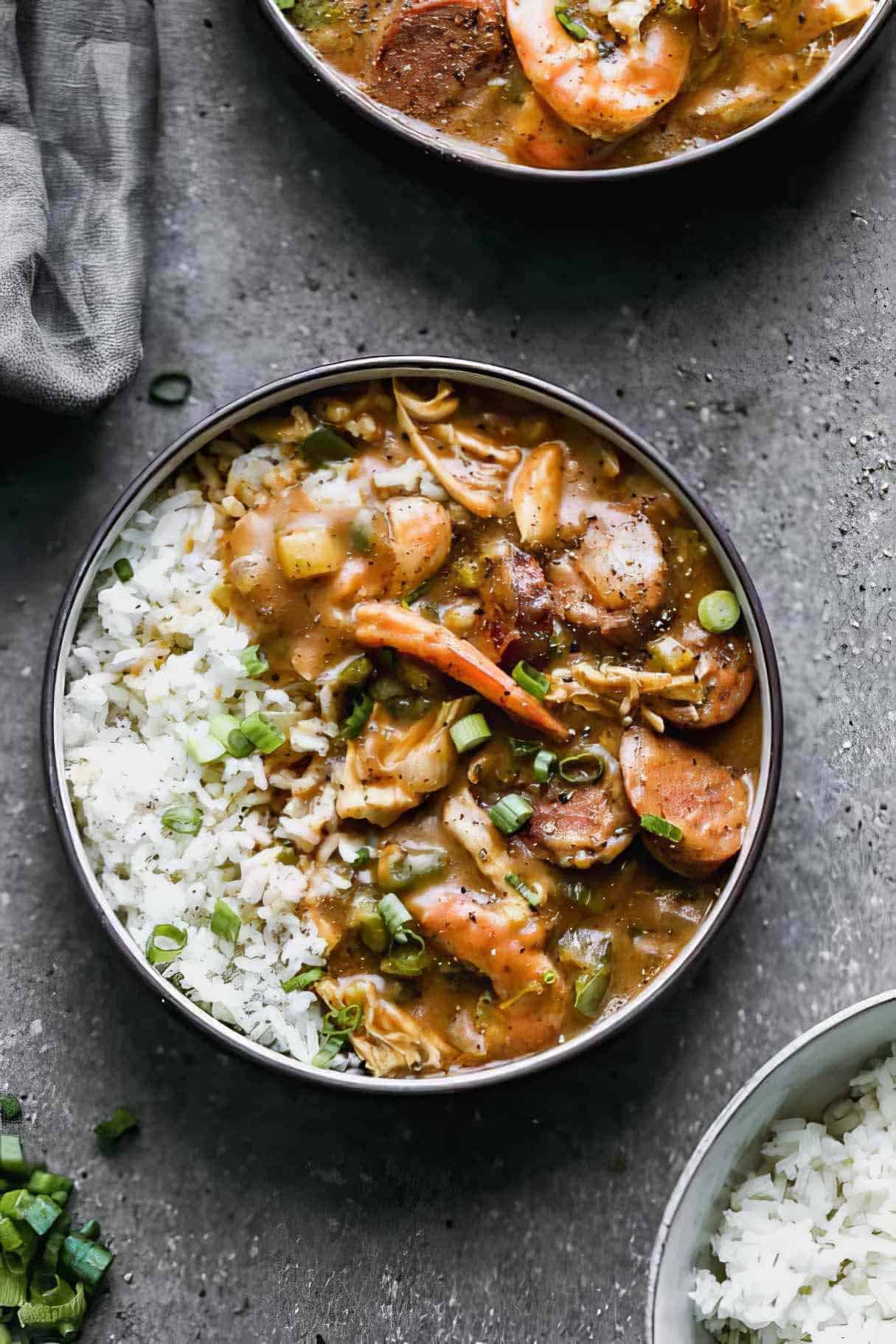 Authentic New Orleans Gumbo with Veggies, Chicken, Sausage, and Shrimp