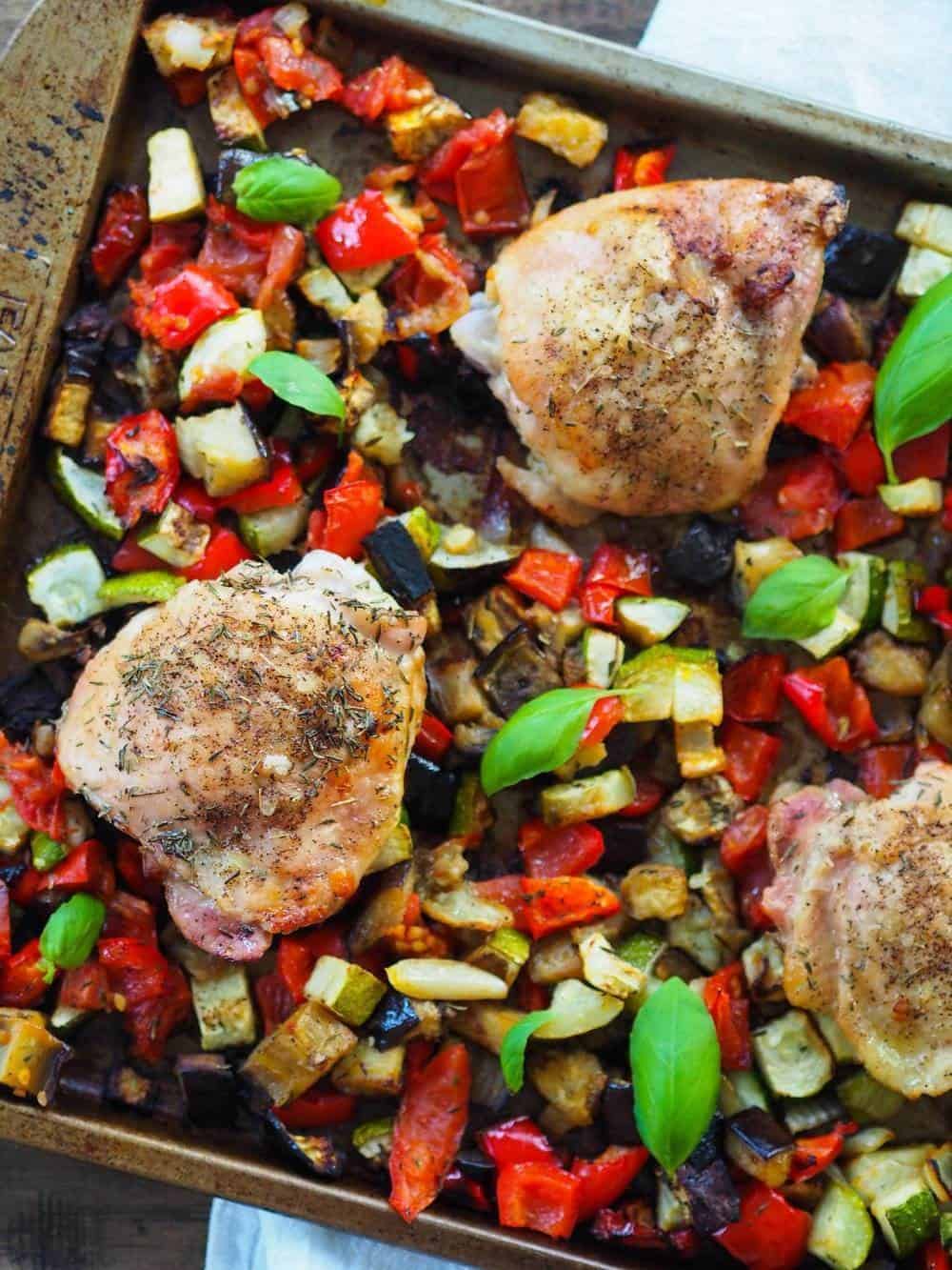 Sheet Pan Ratatouille Chicken Recipe