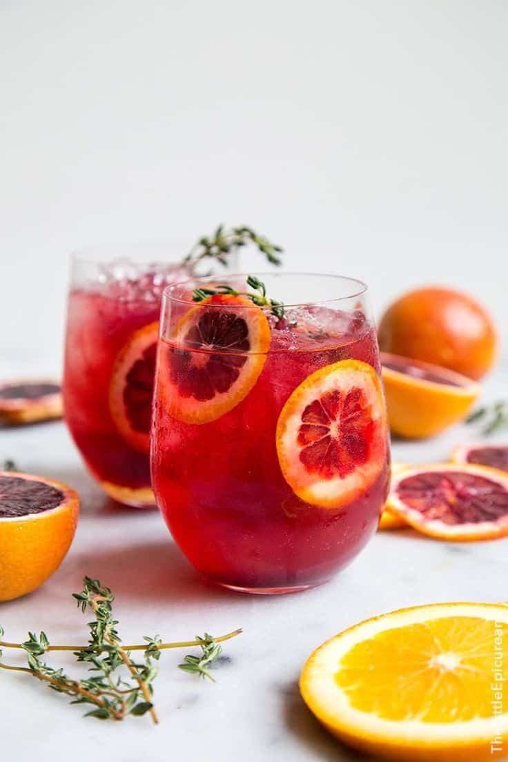 Blood Orange Elderflower Gin Fizz Cocktail