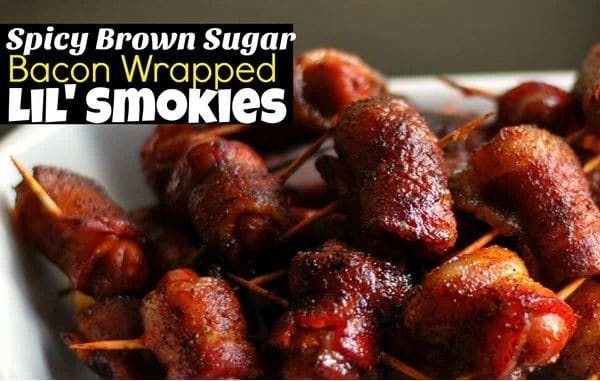 Spicy Brown Sugar Little Smokies Wrapped in Bacon