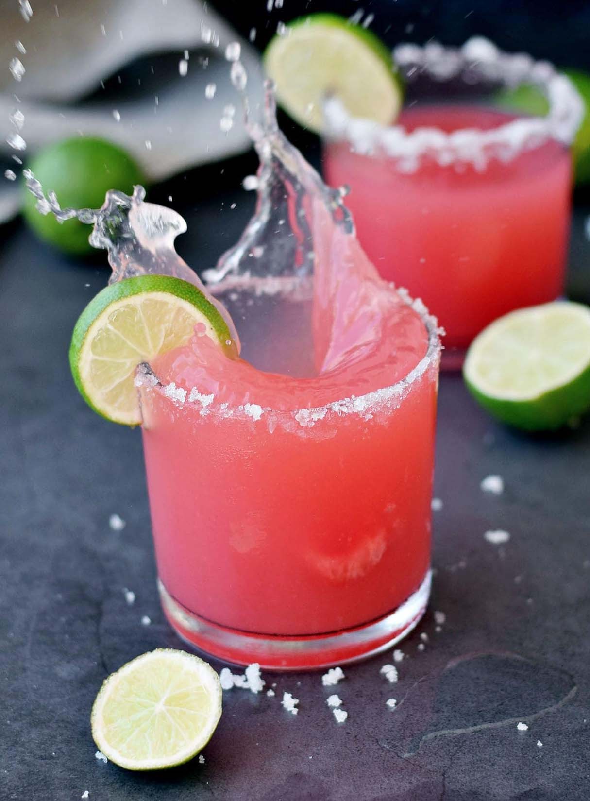 Watermelon Margarita (Non-alcoholic Tequila Frozen Drink!)