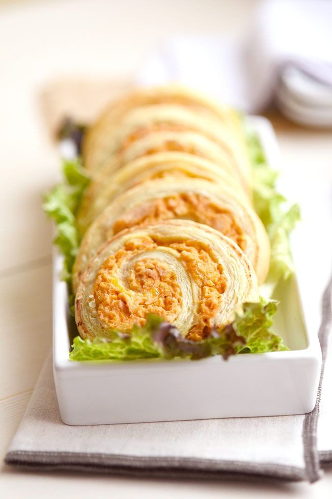 Buffalo Chicken Puff Pastry Pinwheels