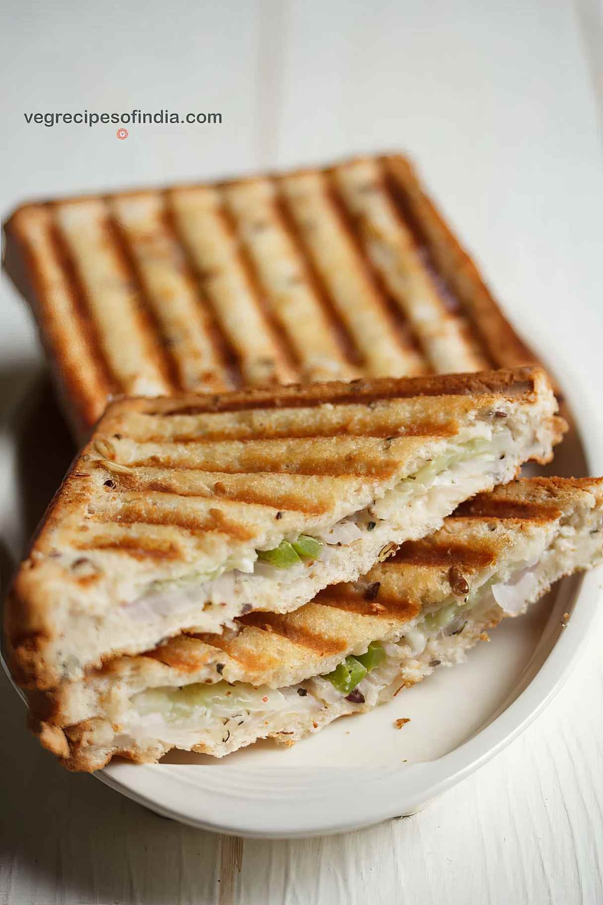 Grilled Cream Cheese Sandwich (With Mix Veggies and Multi Grain Seeded Bread)