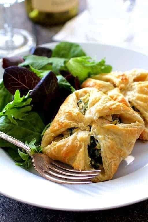 Chicken Spinach and Artichoke Puff Pastry Parcels