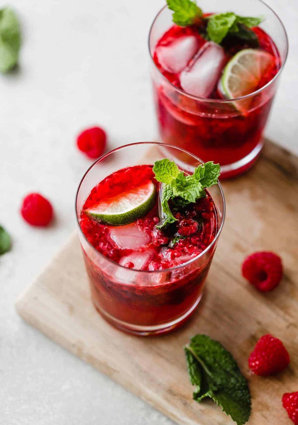 Raspberry Mojito Mocktail with Fresh Mint