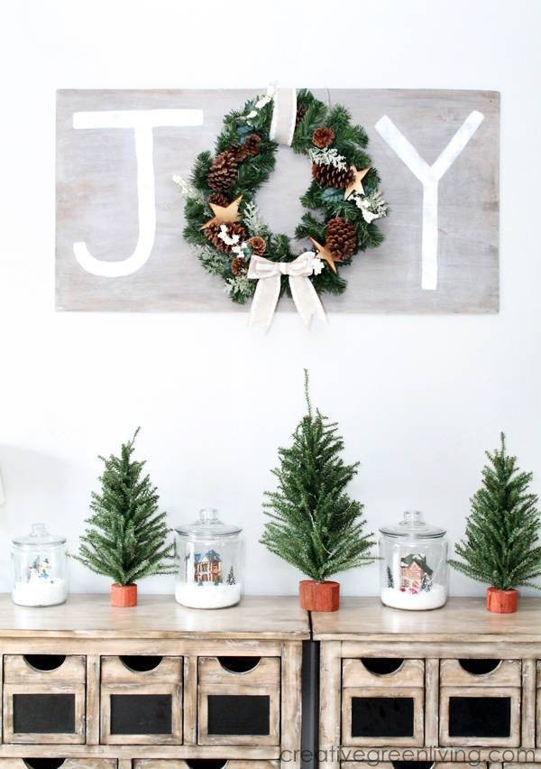 “JOY” Faux Barn Wood Christmas Wreath Sign