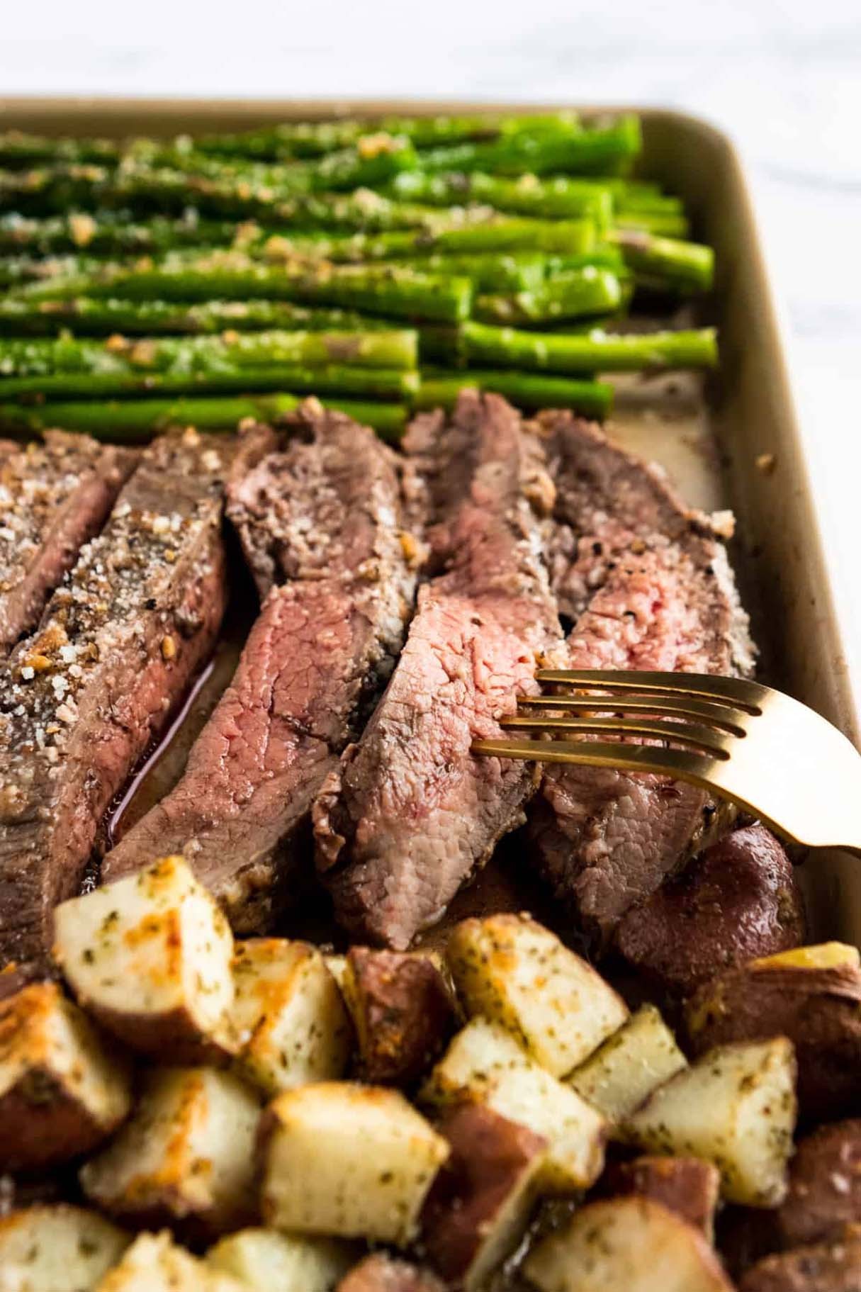 Parmesan Crusted Steak and Potato Sheet Pan Delicious Dinner