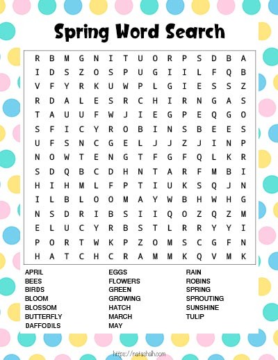 Free Spring Word Search Printable (cute color & ink-saving black and white!)