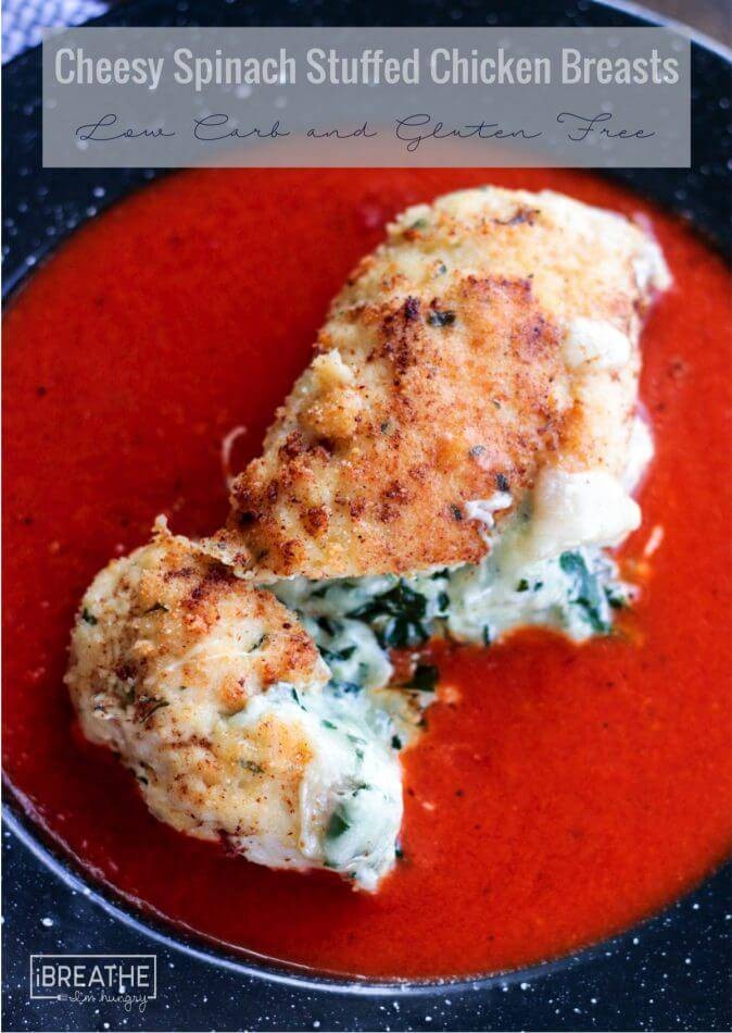 Keto Cheesy Spinach Stuffed Chicken Breast