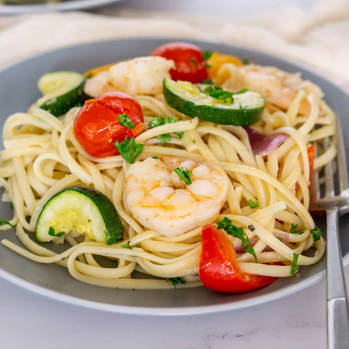 Sheet-Pan Lemon Garlic Shrimp and Vegetable Linguine