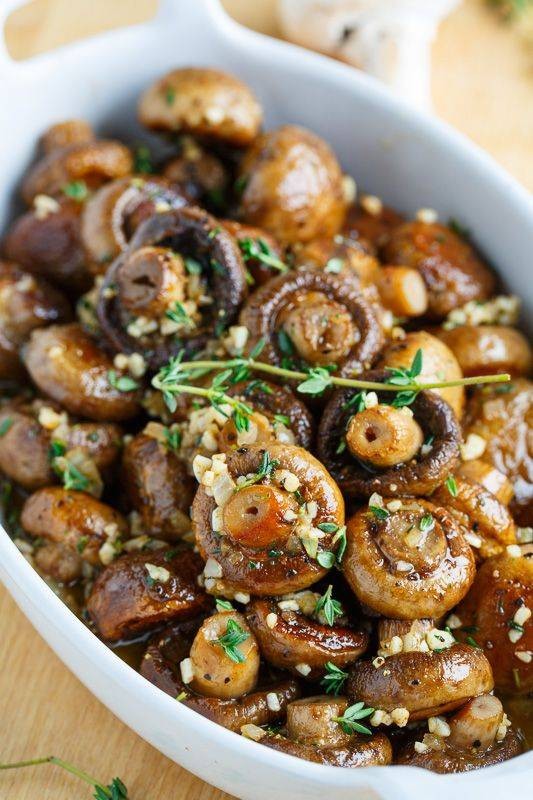 Roasted Mushrooms in a Browned Butter, Garlic, and Thyme Sauce