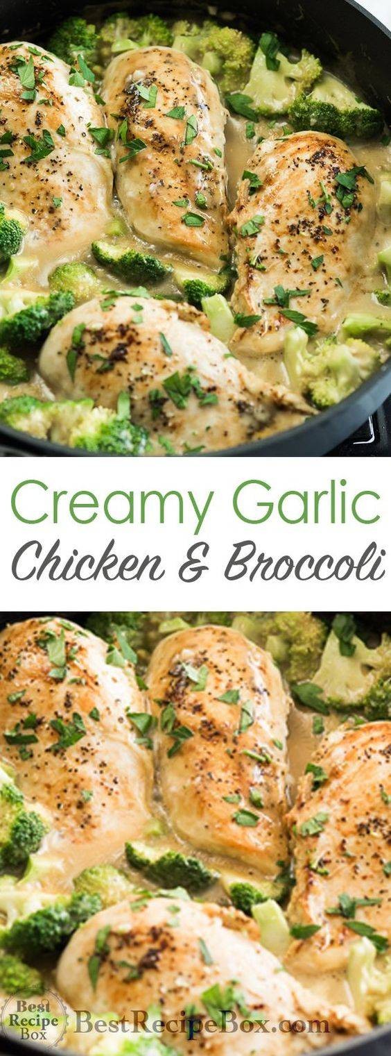 Skillet Creamy Garlic Chicken with Broccoli