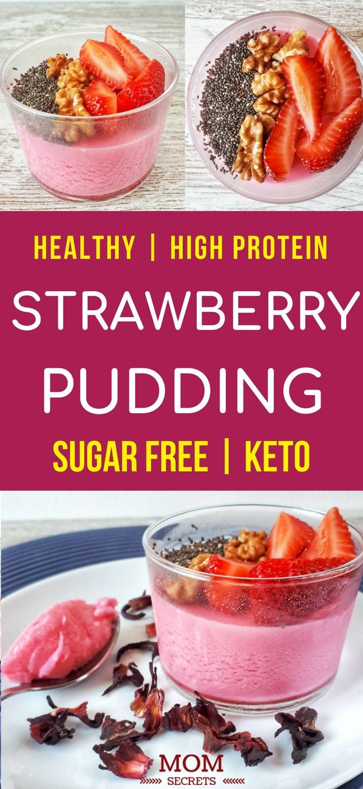 Low Carb & Easy Strawberry Protein Pudding