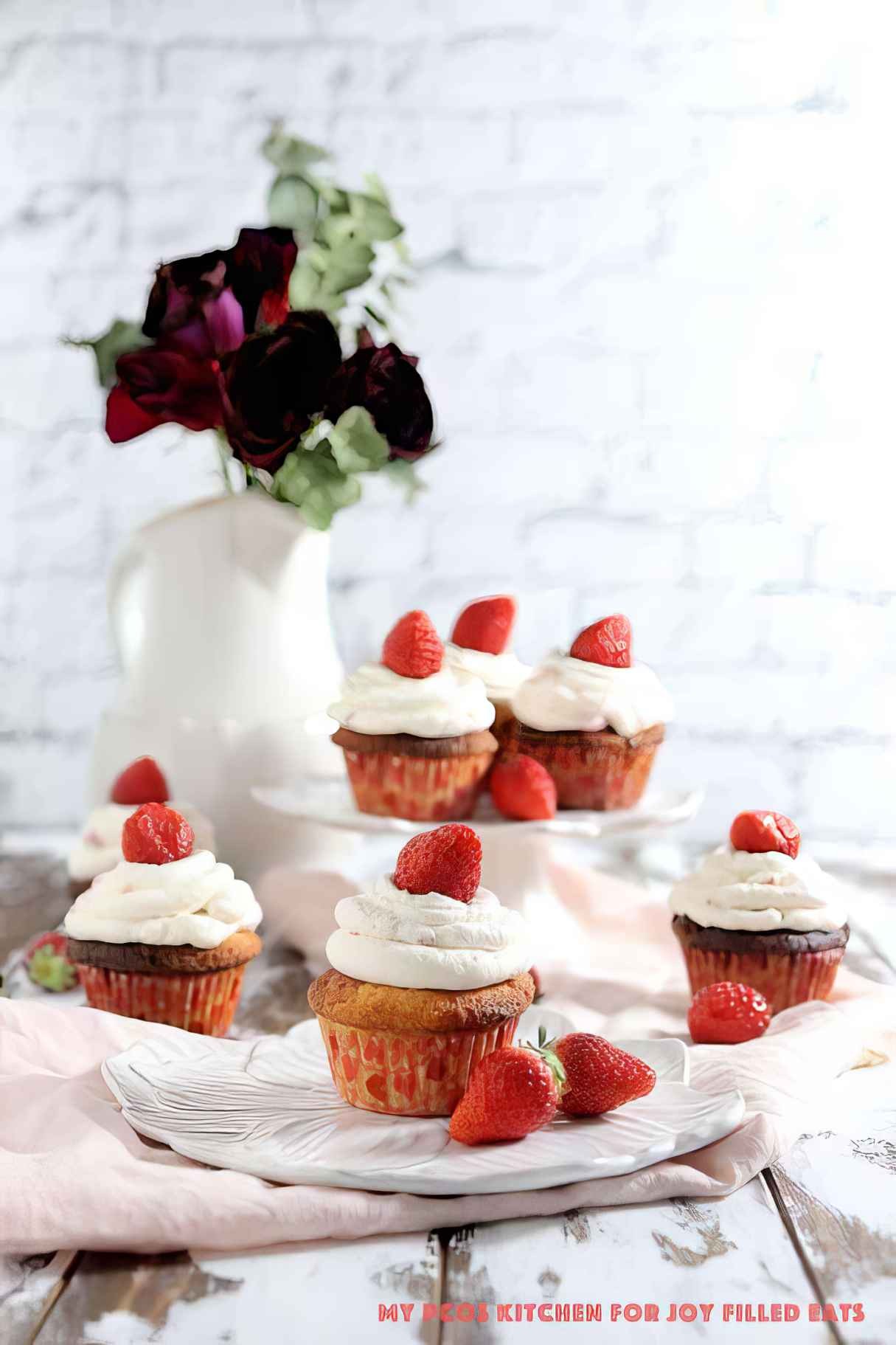 Keto Strawberry Cupcakes (Mascarpone Filling)