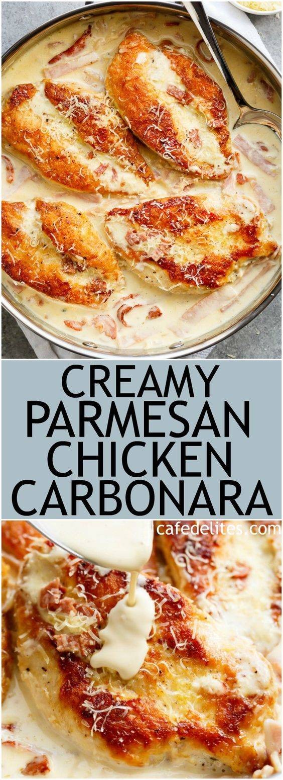 Creamy Parmesan Carbonara Chicken (No Egg)