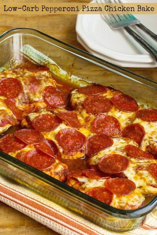 Low-Carb Pepperoni Pizza Chicken Bake