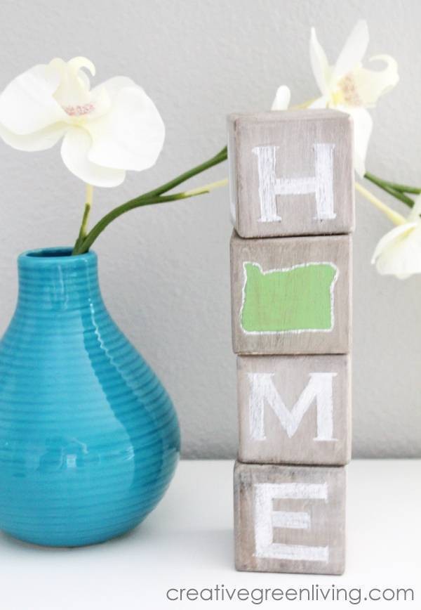 How to Make Rustic Home State Art Blocks