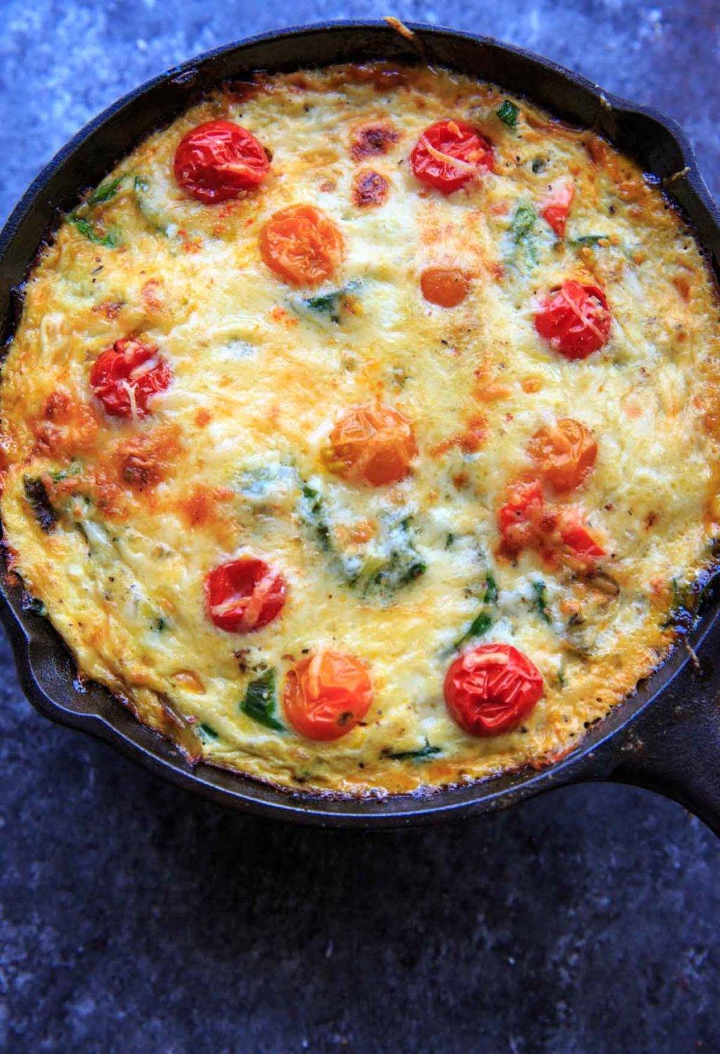 Zucchini Spinach Frittata with Mini Heirloom Tomatoes