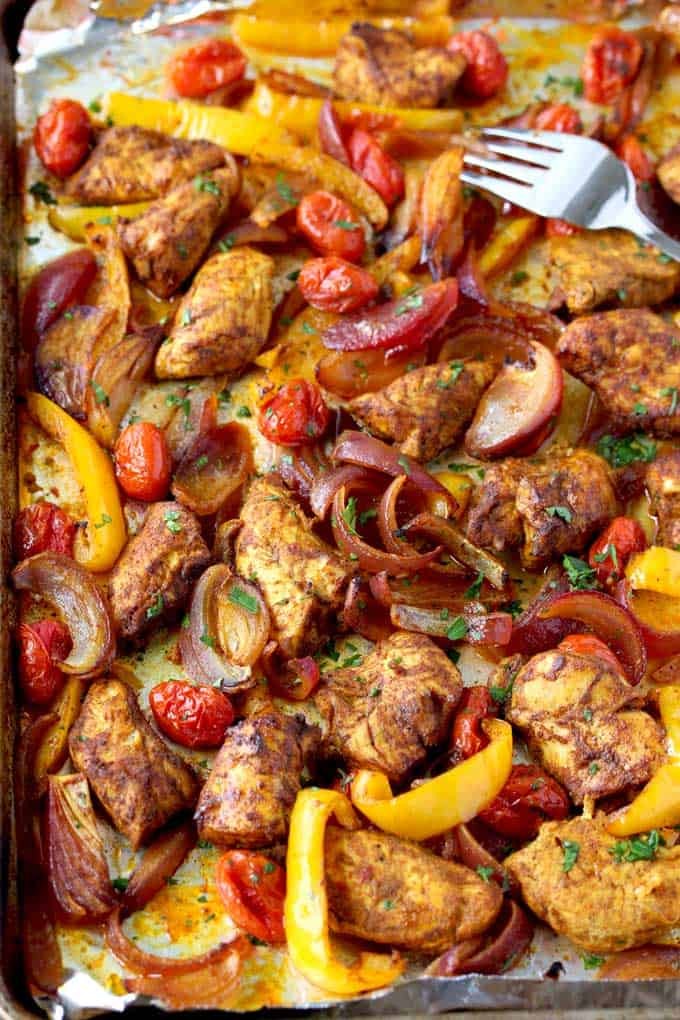 Sheet-Pan Chicken Shawarma with Vegetables