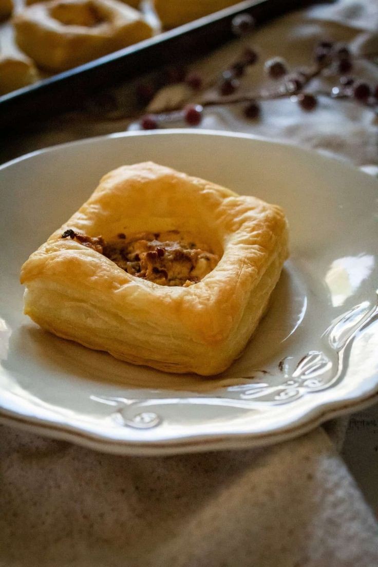 Homemade Puff Pastry Squares with Sun-Dried Tomatoes