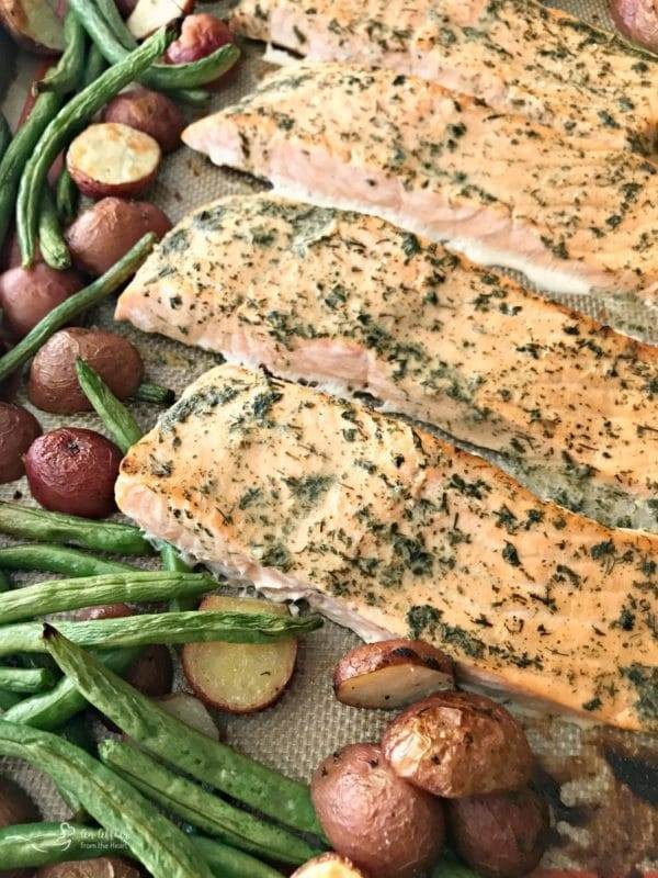 Roasted Salmon Sheet Pan Meal with Potatoes & Green Beans