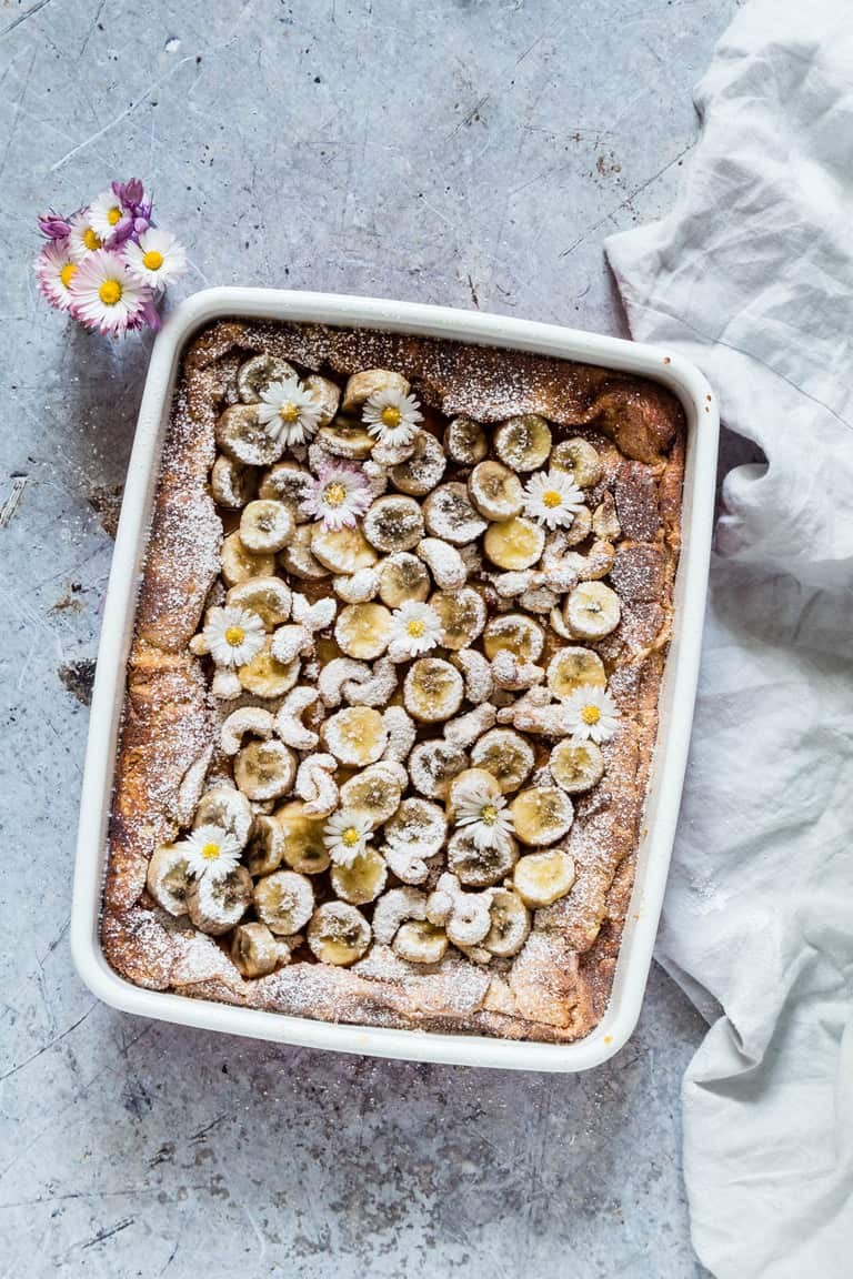 Baked Brioche French Toast With Caramelized Banana And Cashews