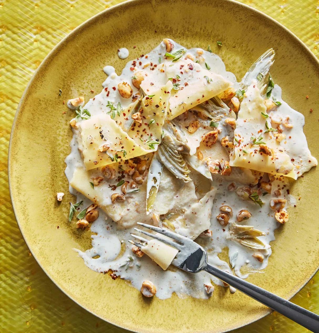 Pasta Recipe With Baby Artichokes, Mascarpone, and Hazelnuts