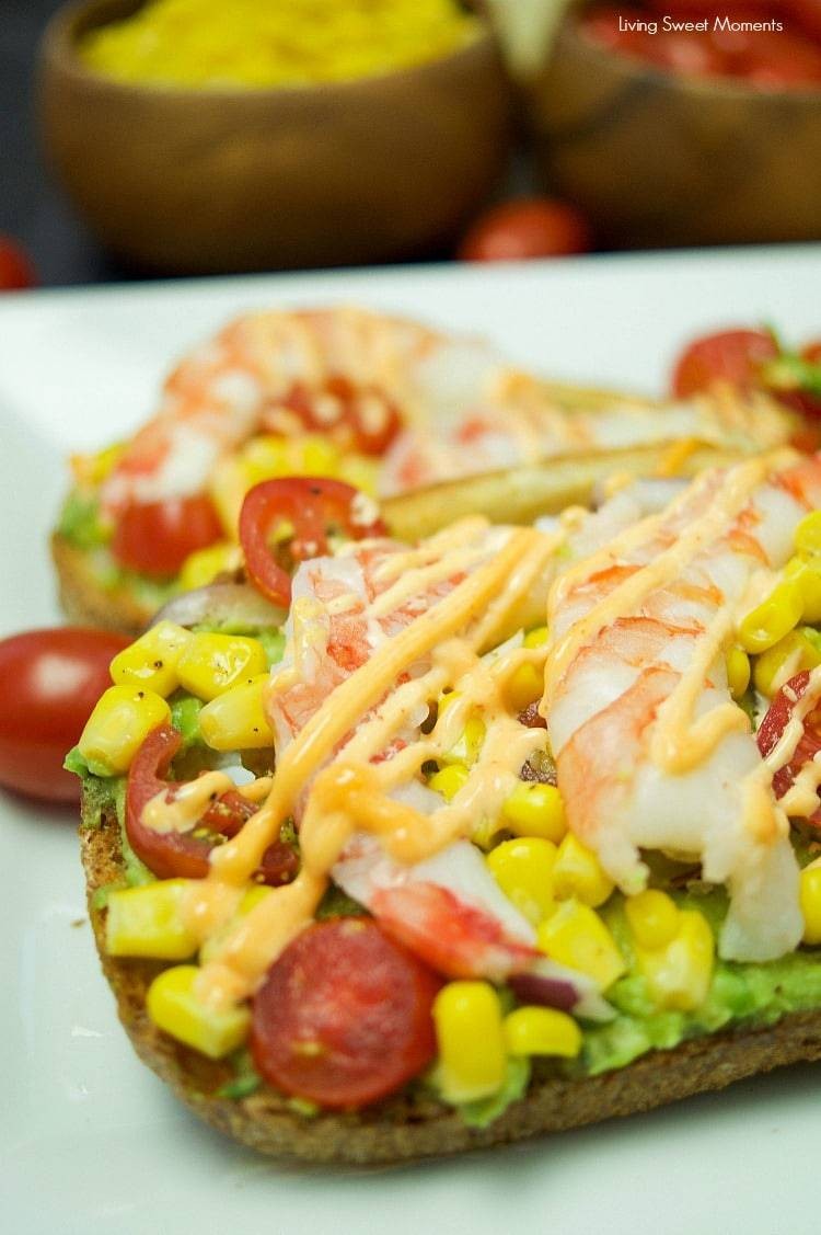 Addicting Spicy Shrimp Avocado Toast